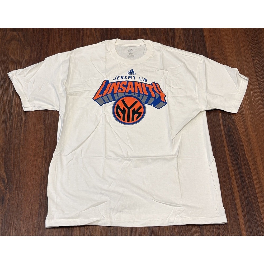 Adidas Jeremy Lin 17 New York Knicks Linsanity NBA Jersey Style T-Shirt Men's XL - Picture 2 of 12